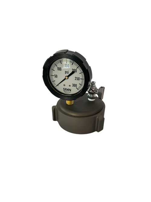 2 1/2" Cap Gauge w/ 0-300 Glycerin Filled Gauge & Bleeder Valve