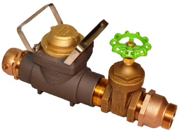 Zenner FHZ30 Hydrant Meter 2-1/2 in FNST x MNST, US Gallons, 3" Gate Valve w/ Check Valve